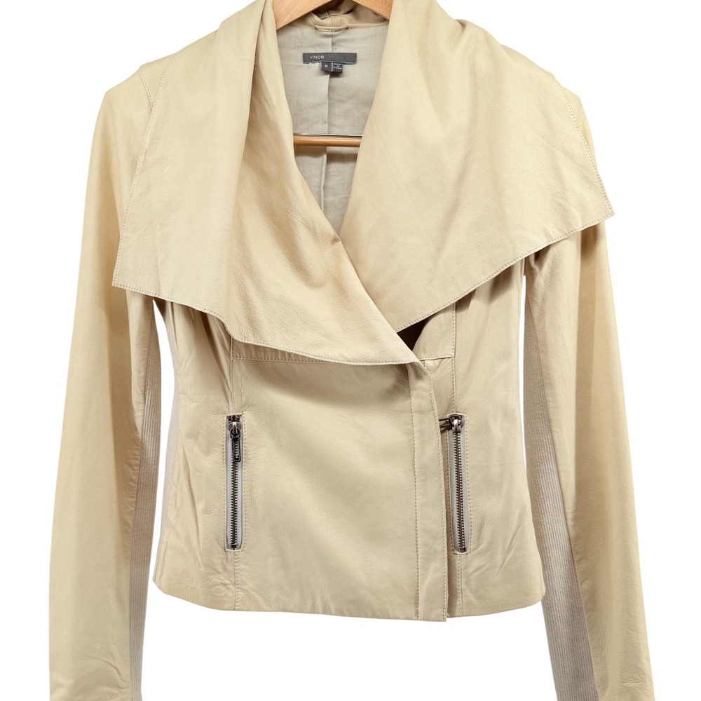 Super soft Vince Leather Jacket Womens Draped Shawl Front Asymmetrical Sz S